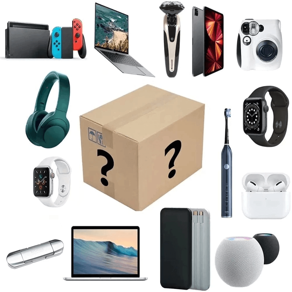 mystery box, electronic mystery box, tech mystery box