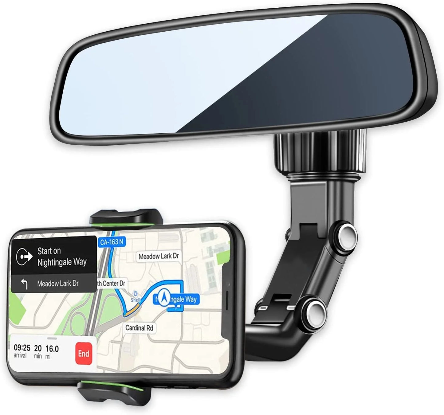 Car Phone Holder 360° Rotatable Rearview Mirror