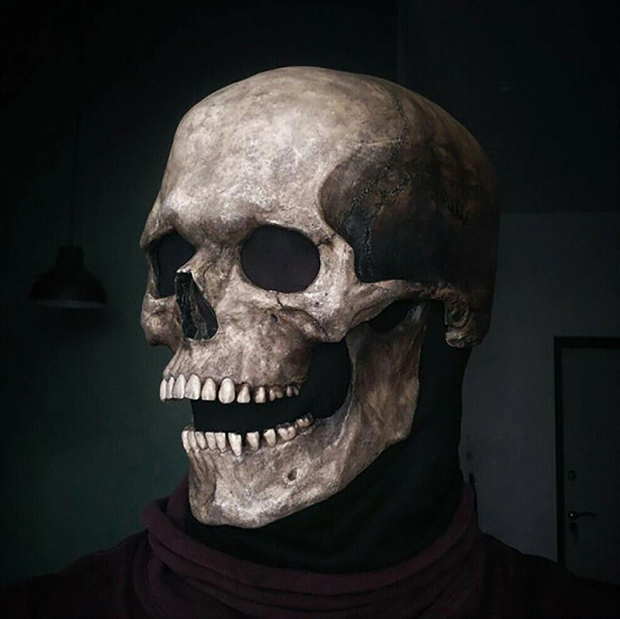 Halloween Skull Mask Full Head Helmet Movable Jaw Horror Party Pro Scary US 2022