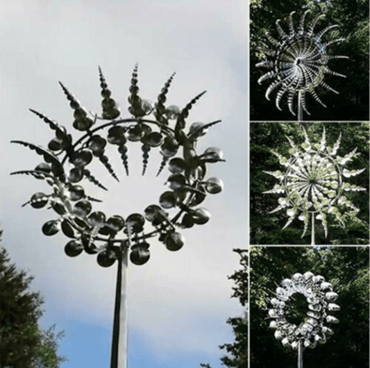 Magic Metal Kinetic Sculpture - KINETIC METAL WIND SPINNERS WITH METAL GARDEN STAKE